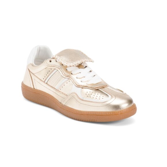 WILT Gold Metallic Leather Flip Tongue Metallic Sneakers - Picture 1 of 2